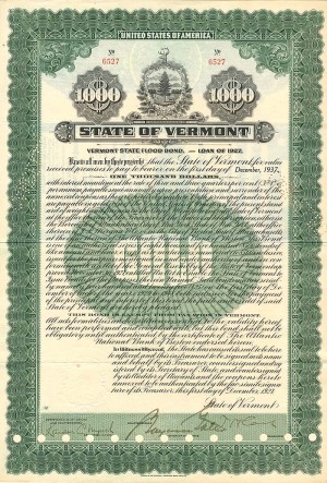 State of Vermont - $1,000 Bond